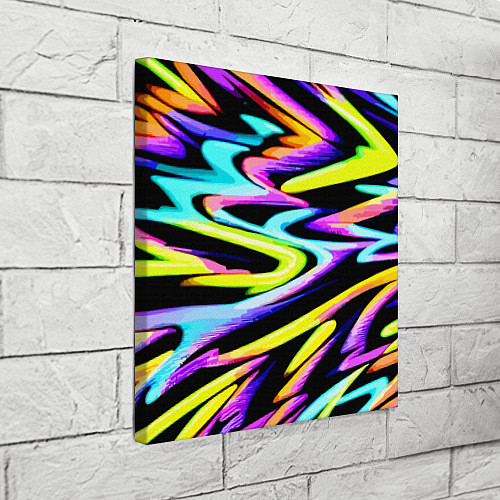 Картина квадратная Экспрессивная неоновая абстракция / 3D-принт – фото 3