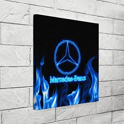 Холст квадратный Mercedes-benz blue neon, цвет: 3D-принт — фото 2