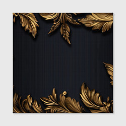 Холст квадратный Золотые объемные листья на черном, цвет: 3D-принт — фото 2