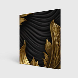 Холст квадратный Узоры золотые на черном фоне, цвет: 3D-принт