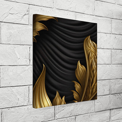 Картина квадратная Узоры золотые на черном фоне / 3D-принт – фото 3
