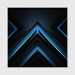 Холст квадратный Черная абстракция с синим неоновым ярким свечением, цвет: 3D-принт — фото 2