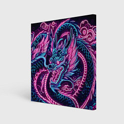 Холст квадратный Neon Japanese dragon - irezumi, цвет: 3D-принт