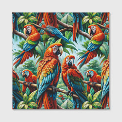 Холст квадратный Попугаи Ара - тропики джунгли, цвет: 3D-принт — фото 2