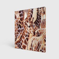 Холст квадратный Жирафы - африканский паттерн, цвет: 3D-принт