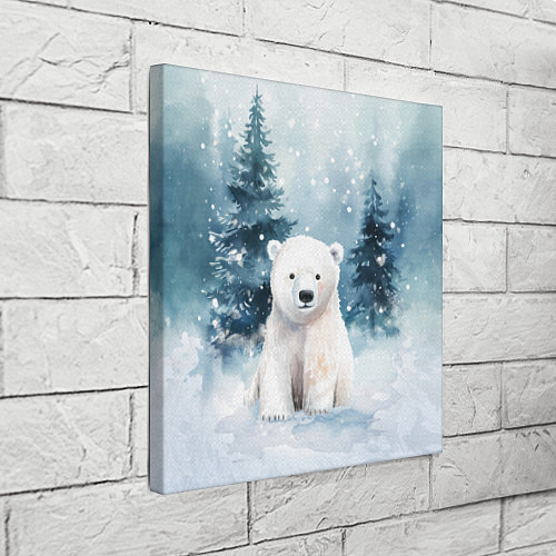 Картина квадратная Белый медвежонок в лесу / 3D-принт – фото 3