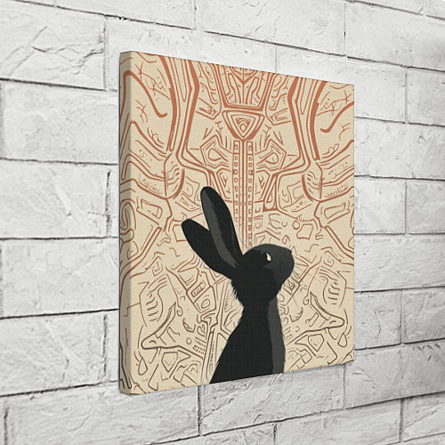 Картина квадратная Чёрный кролик с узорами / 3D-принт – фото 3