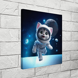 Холст квадратный Котёнок в космосе, цвет: 3D-принт — фото 2