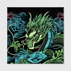Холст квадратный Ирезуми - неоновый японский дракон, цвет: 3D-принт — фото 2