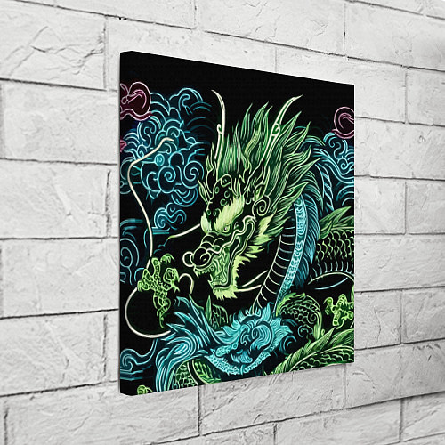 Картина квадратная Ирезуми - неоновый японский дракон / 3D-принт – фото 3