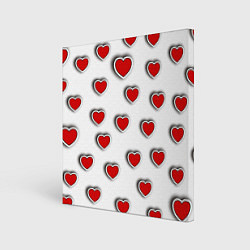 Холст квадратный Стикеры наклейки объемные сердечки, цвет: 3D-принт