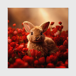 Холст квадратный Влюбленный кролик в розах, цвет: 3D-принт — фото 2