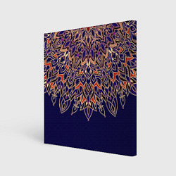 Холст квадратный Мандала сине-оранжевый, цвет: 3D-принт