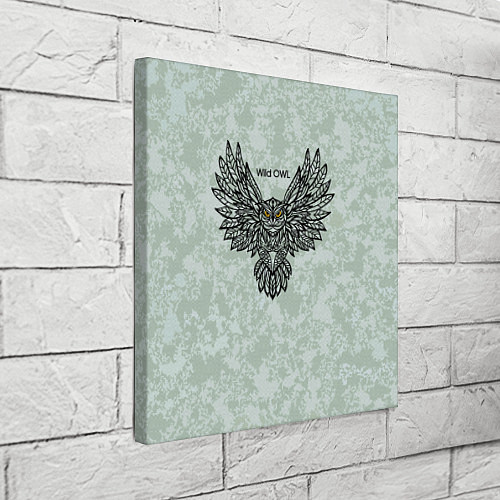 Картина квадратная Полёт совы серо-зелёный / 3D-принт – фото 3