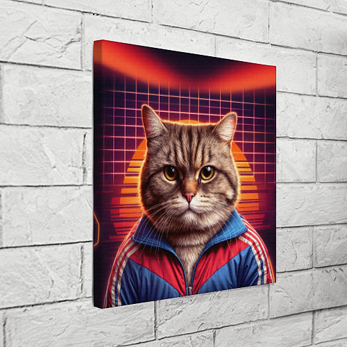 Картина квадратная Полосатый кот в спортивном костюме / 3D-принт – фото 3