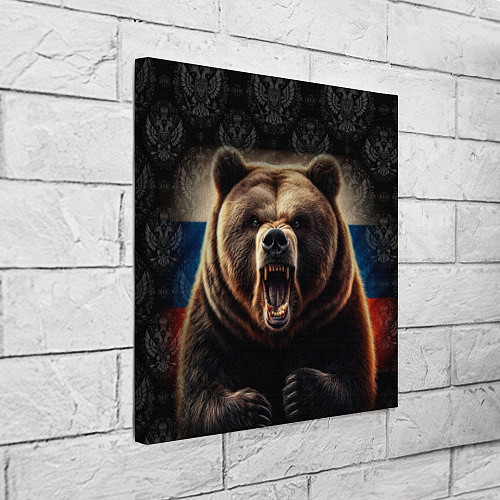 Картина квадратная Агрессивный медведь России патриот / 3D-принт – фото 3