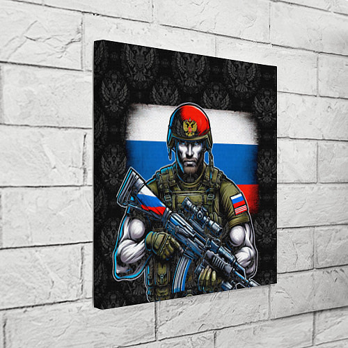Картина квадратная Русский солдат на фоне флага / 3D-принт – фото 3
