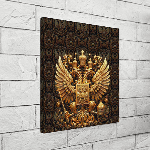 Картина квадратная Объемный золотой герб России / 3D-принт – фото 3