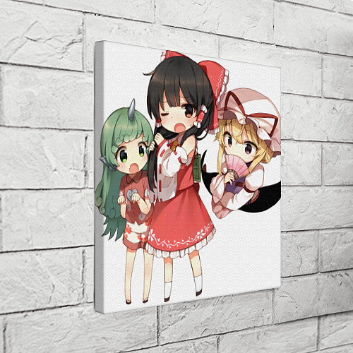 Картина квадратная Touhou Project Рейму Юкари Аун chibi / 3D-принт – фото 3