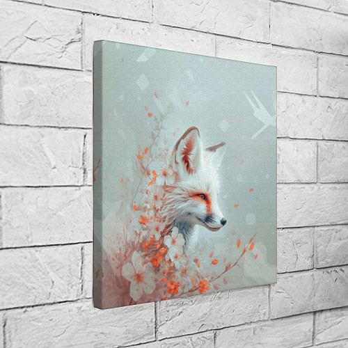 Картина квадратная Белый лис в цветах / 3D-принт – фото 3
