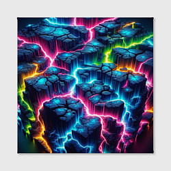 Холст квадратный Трещины и неон, цвет: 3D-принт — фото 2