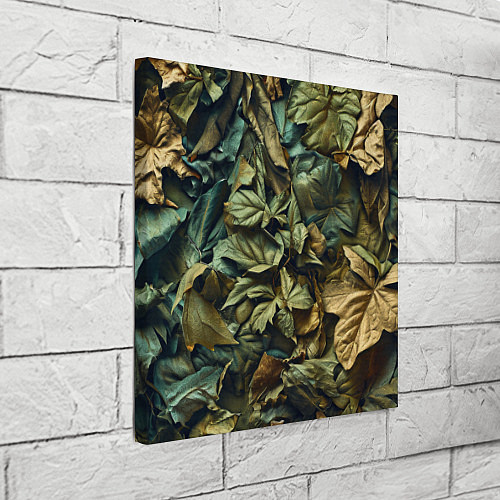 Картина квадратная Реалистичный камуфляж из листьев / 3D-принт – фото 3