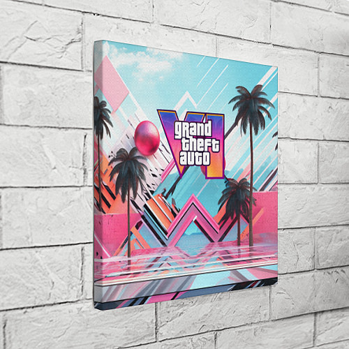 Картина квадратная Gta 6 логотип в стиле vice city / 3D-принт – фото 3