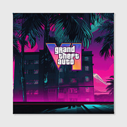 Холст квадратный GTA 6 logo night Vice city, цвет: 3D-принт — фото 2