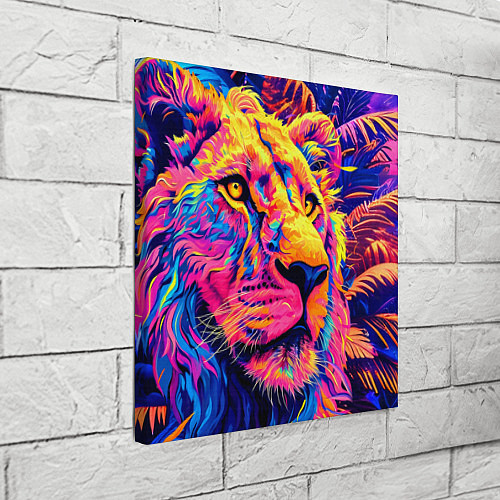 Картина квадратная Лев светящийся неоновый / 3D-принт – фото 3