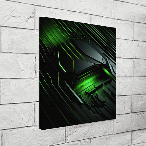 Картина квадратная Металл и зеленый яркий неоновый свет / 3D-принт – фото 3