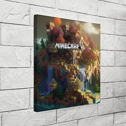 Холст квадратный Minecraft logo горы и реки, цвет: 3D-принт — фото 2