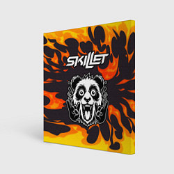 Холст квадратный Skillet рок панда и огонь, цвет: 3D-принт