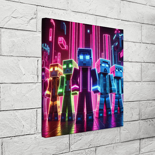 Картина квадратная Minecraft characters - neon glow / 3D-принт – фото 3