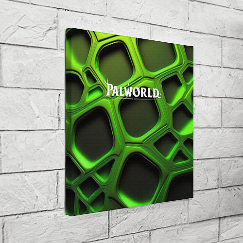 Картина квадратная Palworld логотип на зеленой объемной абстракции / 3D-принт – фото 3