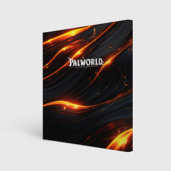 Холст квадратный Palworld логотип янтарные волны, цвет: 3D-принт