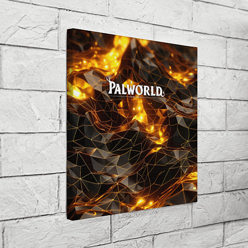 Картина квадратная Palworld логотип золотые абстрактные частицы на че / 3D-принт – фото 3