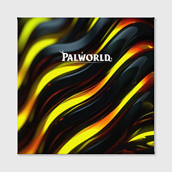 Холст квадратный Palworld логотип золотые и черные волны, цвет: 3D-принт — фото 2