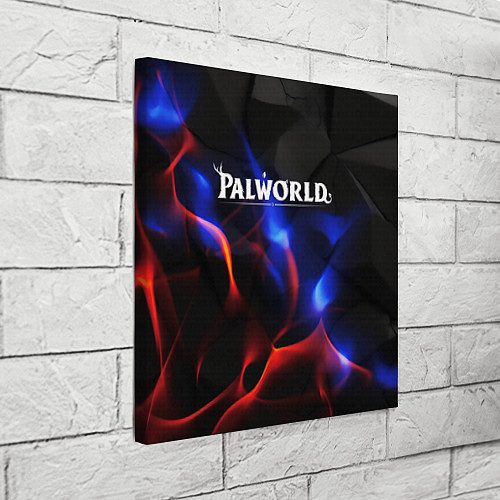 Картина квадратная Palworld логотип на черном и фиолетовом абстракте / 3D-принт – фото 3