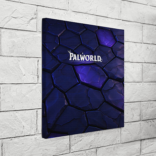 Картина квадратная Palworld логотип темные синие разломы плит / 3D-принт – фото 3