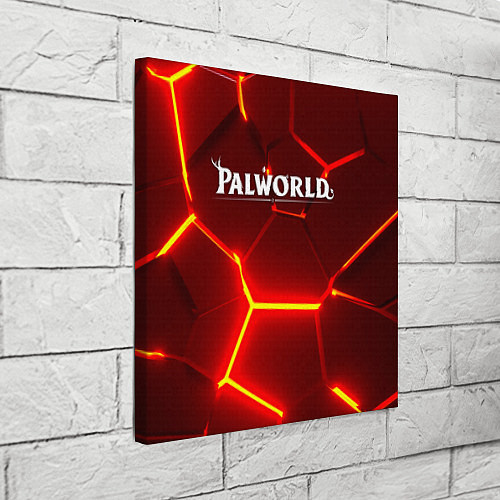Картина квадратная Palworld логотип разлом красных плит / 3D-принт – фото 3