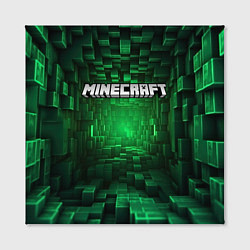 Холст квадратный Minecraft logo зеленые плитки, цвет: 3D-принт — фото 2