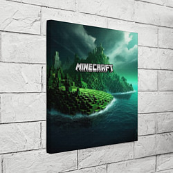 Холст квадратный Minecraft logo зеленый мир, цвет: 3D-принт — фото 2