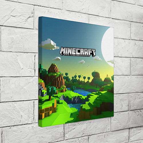 Картина квадратная Minecraft logo зеленый летний мир / 3D-принт – фото 3