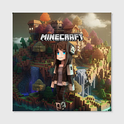 Холст квадратный Minecraft девушка на острове, цвет: 3D-принт — фото 2
