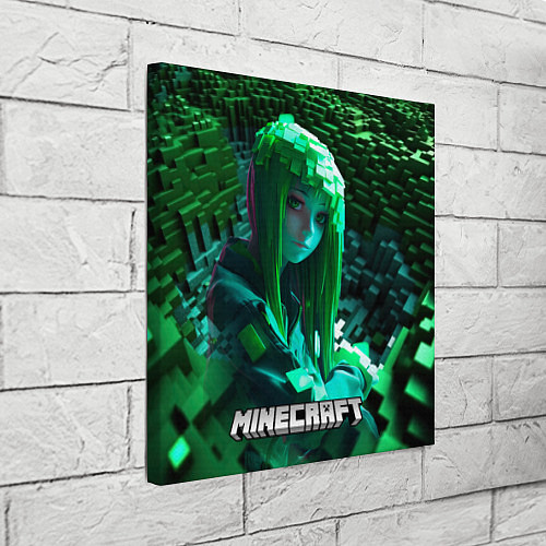 Картина квадратная Minecraft девушка зеленый мир / 3D-принт – фото 3