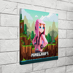 Холст квадратный Персонаж Minecraft девушка в пиксельном мире, цвет: 3D-принт — фото 2