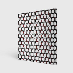 Холст квадратный Киберпанк узор из шестиугольников красный, цвет: 3D-принт