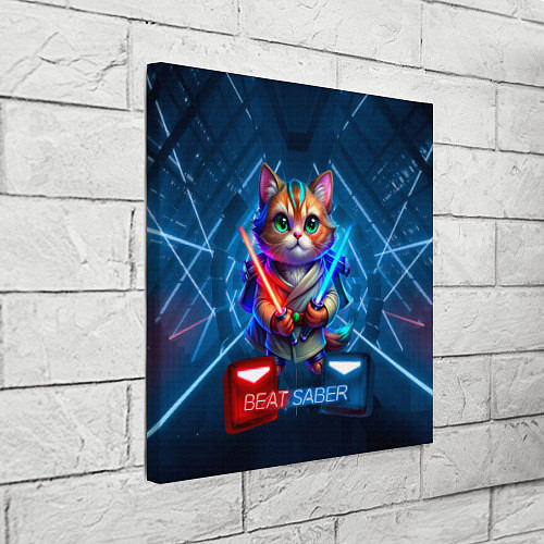 Картина квадратная Beat Saber кот музыкальный джедай / 3D-принт – фото 3