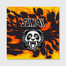 Холст квадратный Sum41 рок панда и огонь, цвет: 3D-принт — фото 2
