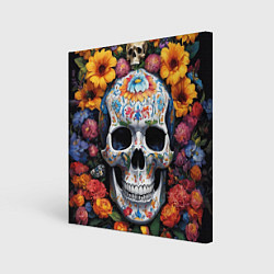 Холст квадратный Bright colors and a skull, цвет: 3D-принт